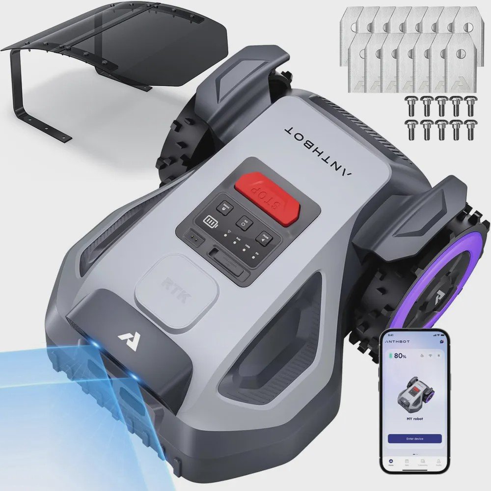 Robô corta-relva ANTHBOT M9 + Garagem + Lâminas até 1200 m² Net RTK 4G