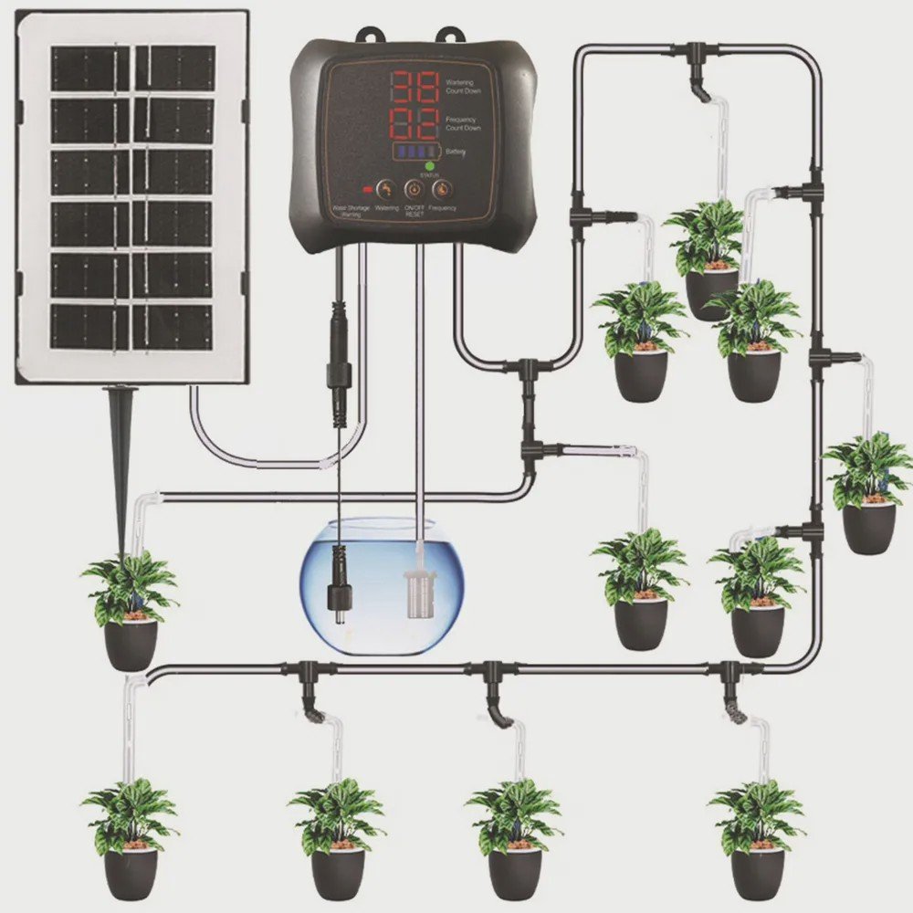 LM-73945118_img01 Sistema de irrigação por gotejamento automático solar para jardim — para até 16 vasos - Image 1